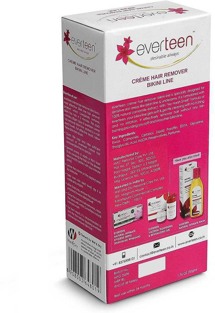 everteen creme hair remover bikini line Cream Price in India