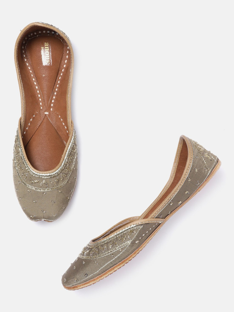 ANOUK Anouk Women Taupe Gold Toned Embellished Mojaris Mojaris For Women Buy ANOUK Anouk Women Taupe Gold Toned Embellished Mojaris Mojaris For Women Online at Best Price Shop Online for Footwears in