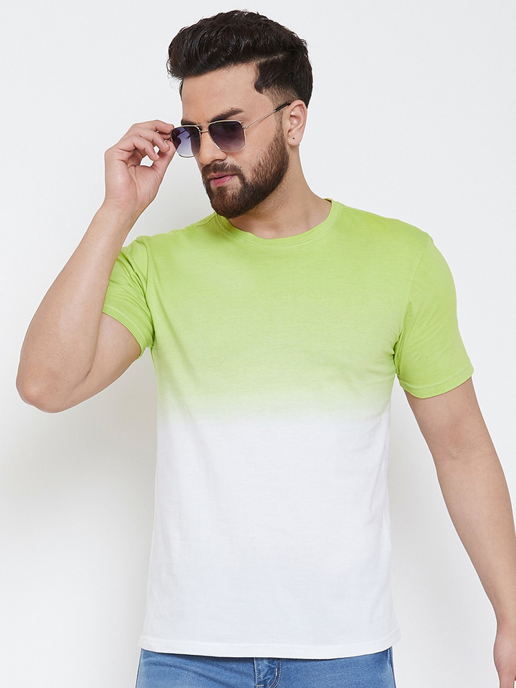 Gritstones Washed Ombre Men Round Neck White Green T Shirt Buy Gritstones Washed Ombre Men Round Neck White Green T Shirt Online at Best Prices in India Flipkart