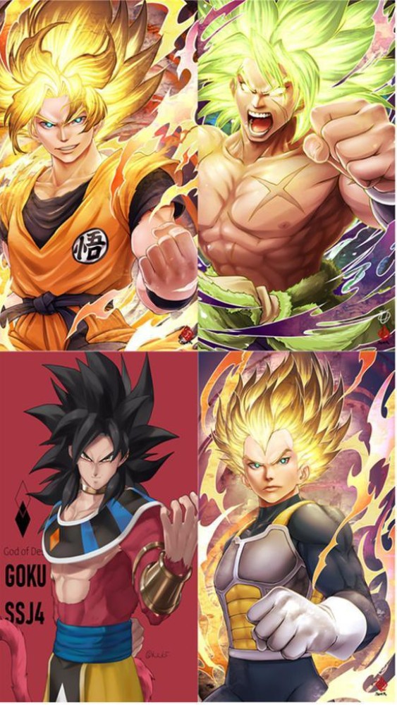 Dragon Ball Super Poster Vegeta Blue and Goku Blue with Broly 18inches  x12inches