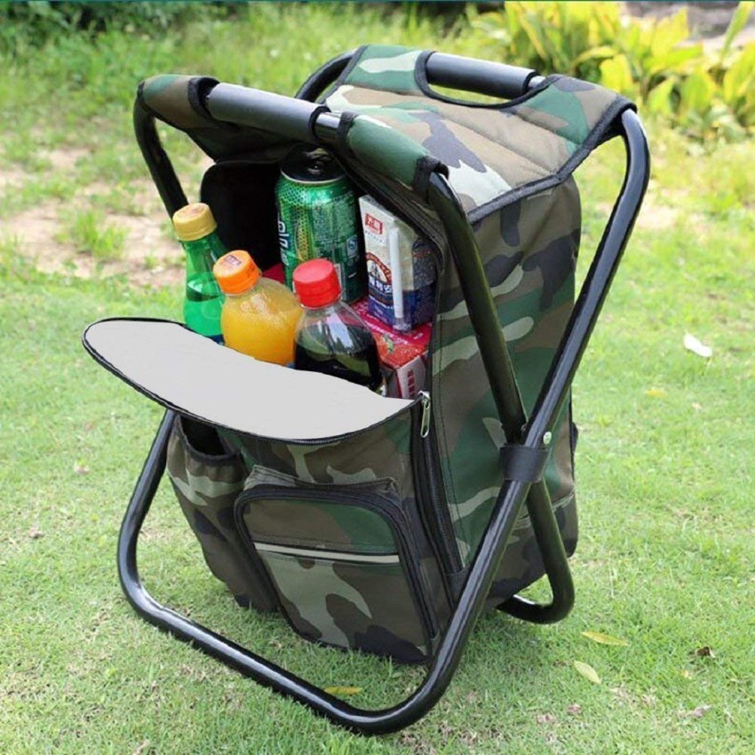Jukkre Folding Camping Chair, Backpack Stool with Cooler Insulated
