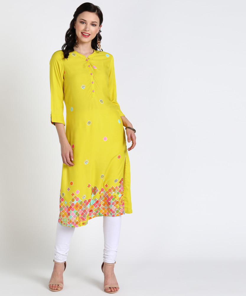RANGRITI Women Printed Straight Kurta Buy RANGRITI Women Printed