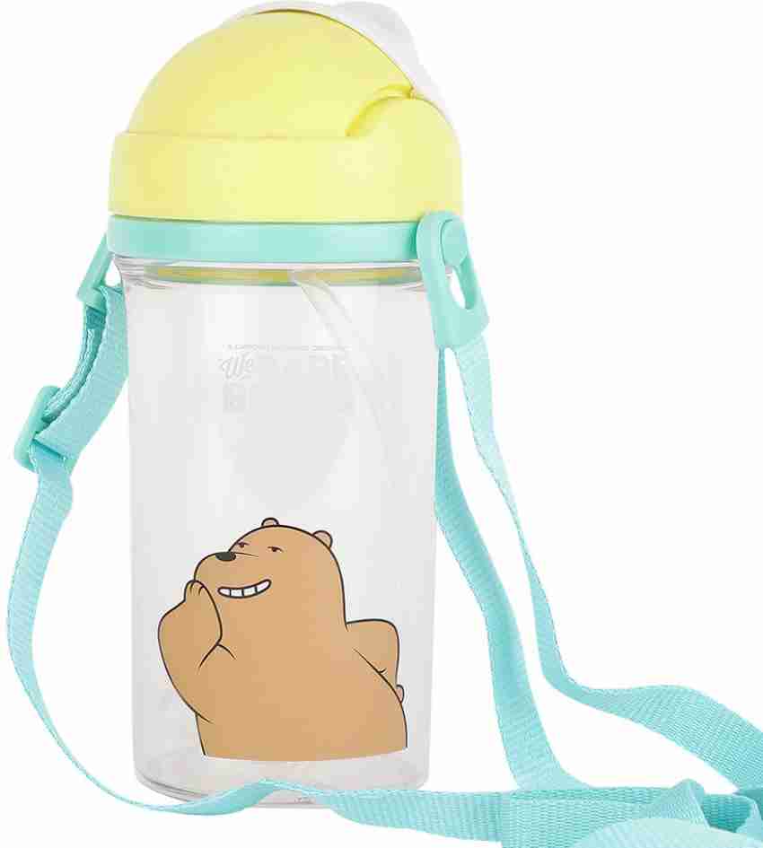 MINISO We Bare Bears- Water Bottle with Straw (Type B) Grizzly Bear