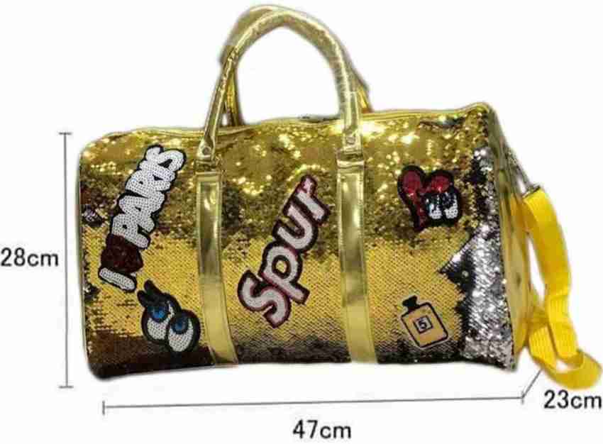 Sanjis Enterprise Printed Fur Cute Trendy travel Duffel Bag Handbag Furry  Fur Overnight Weekender Travel Bag Purse Fancy Gym Tote Workout Bag for  Women,Mens Duffel Without Wheels Gold - Price in India