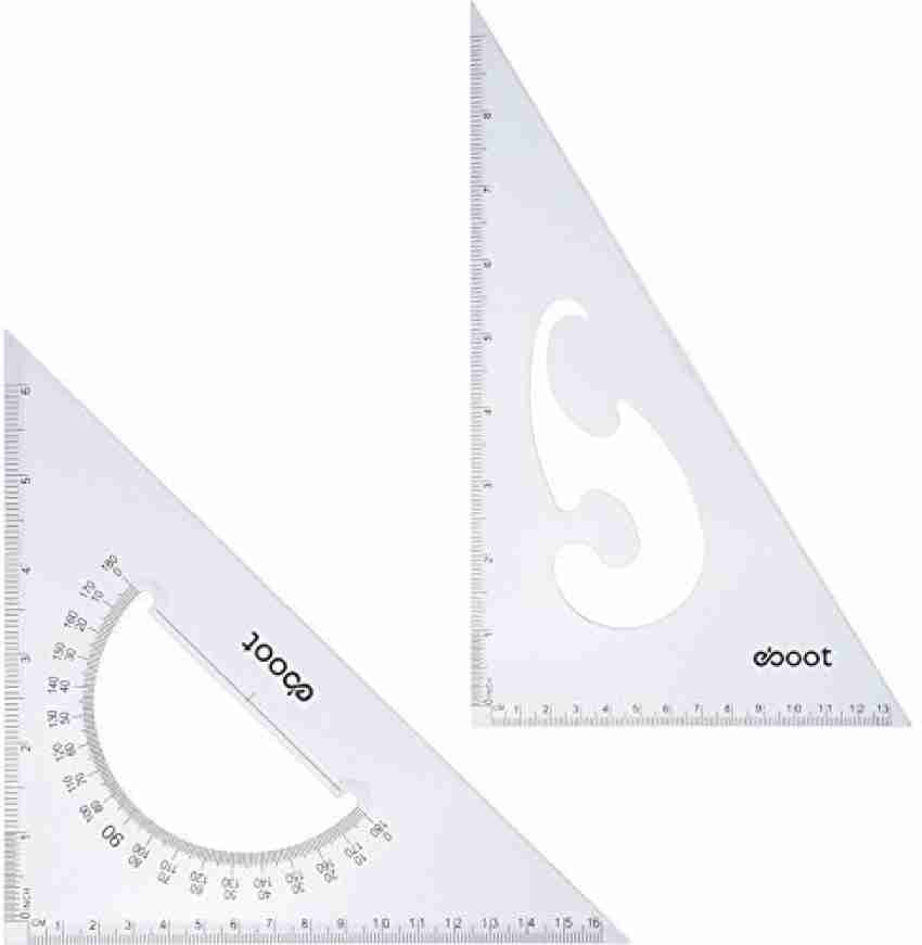 Pack of 2 Large Transparent Triangle Set Square: 12 inch- 30/60 Degree & 9 inch 45/90 Degree