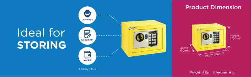 Blue And Yellow Ozone Secret-17 Safes, Oes-17en-yellow, For Home