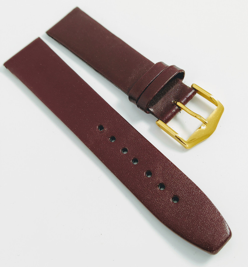 uberjewels Maroon Leather Watch strap with Golden Buckle for 20mm