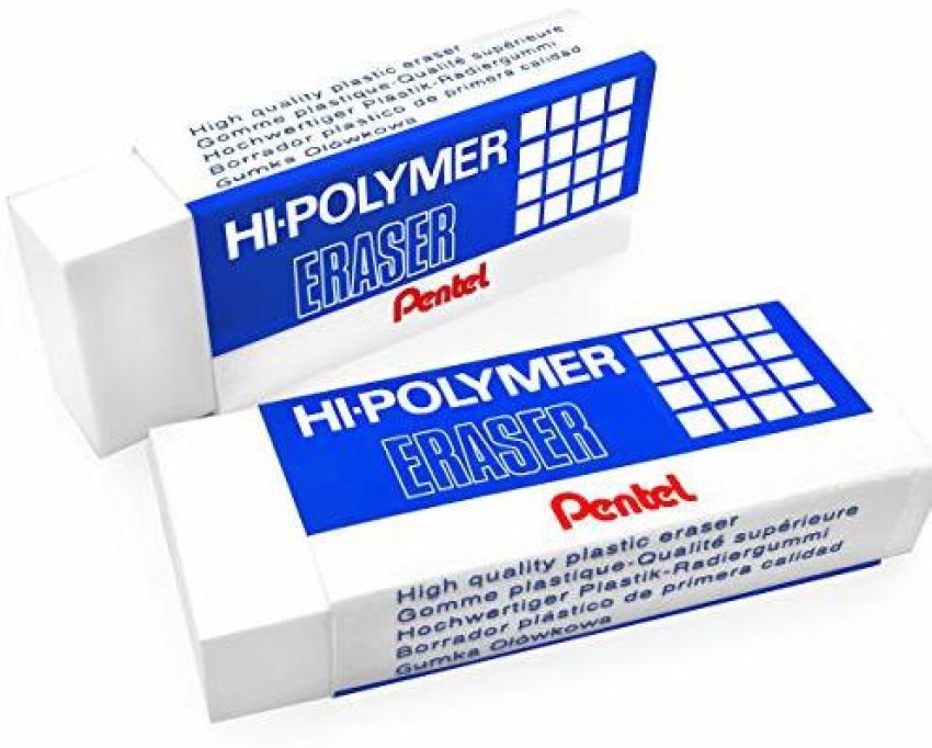 Hi-Polymer Large Plastic Rubbers Erasers White Pack Of 2  Non-Toxic Eraser - NA