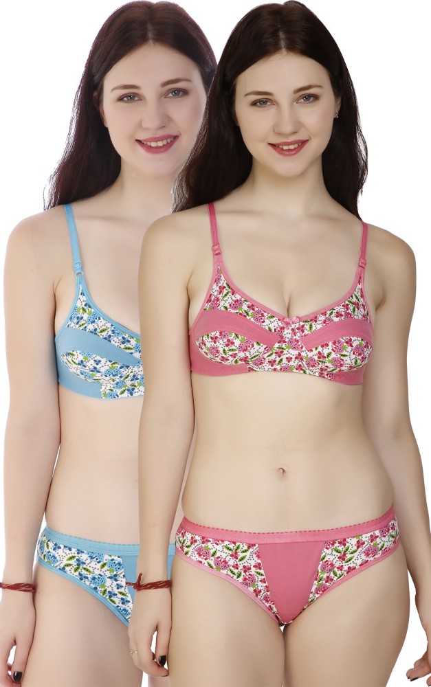 StyFun Cotton Lycra Net Bra Non-Padded, Non-Wired, Floral Print, Bra for  Women Combo Pack
