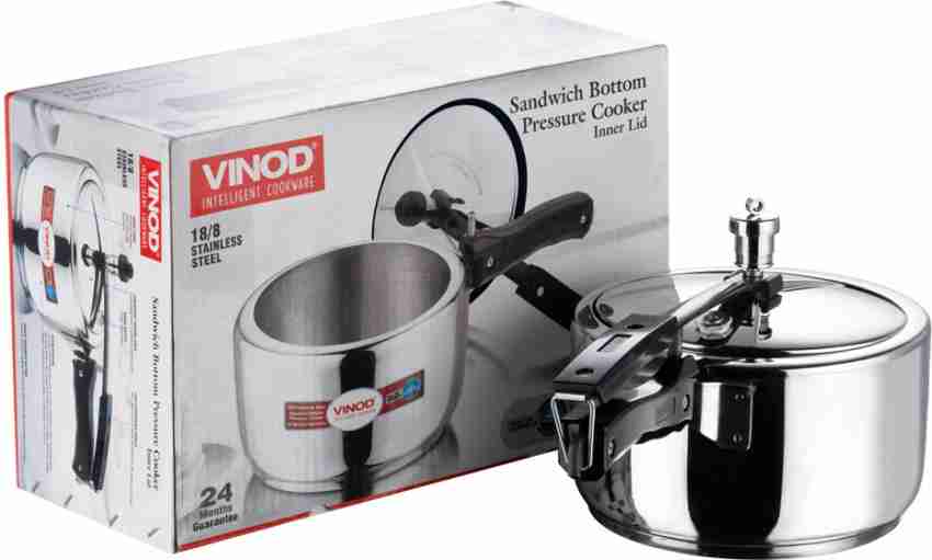 VINOD 18/8 Stainless Steel Sandwich Bottom Inner Lid 5.5 L