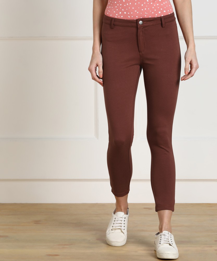 Buy Honey By Pantaloons Women Burgundy Regular Fit Solid Trousers  Trousers  for Women 2064317  Myntra