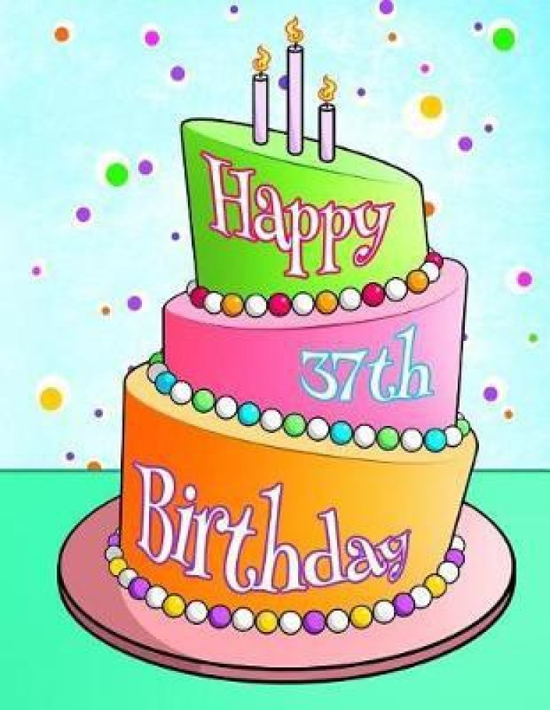 Happy birthday card 37 thirty seven year cake Vector Image