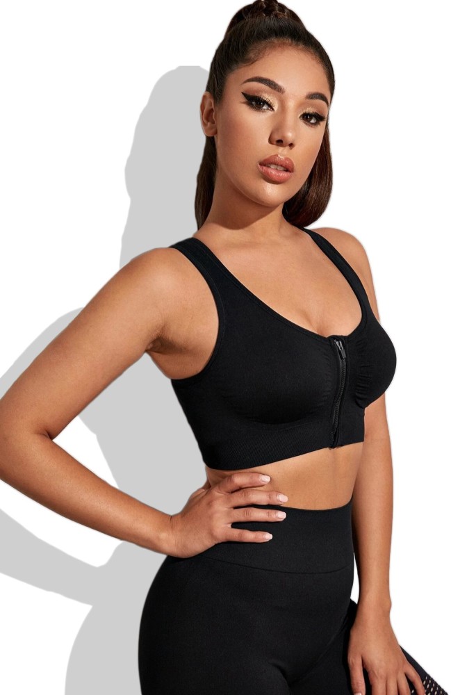 TWO DOTS Front Zipper Padded Sports Bra for women stylish - for Gym, Yoga,  Dancing, Running, Fitness, Workout or Aerobic - Pack of 2 Women Sports  Lightly Padded Bra - Buy TWO