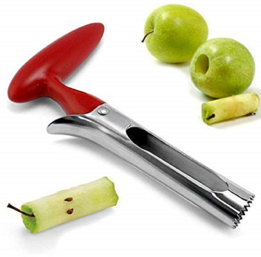 Apple coring device outlet