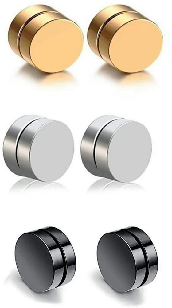 Mens Stainless Steel Black Earrings Com Magnetic Stainless Steel Small  Magnetic NonPiercing Stud Earrings For