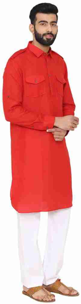 MANYAVAR Men Self Design Pathani Kurta Buy Red MANYAVAR Men Self