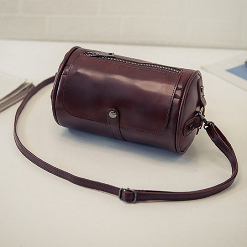 EVAARRO Maroon Sling Bag Girls Retro Cylinder shaped MINI PU Leather Shoulder Bag COFFEE Price in India Flipkart