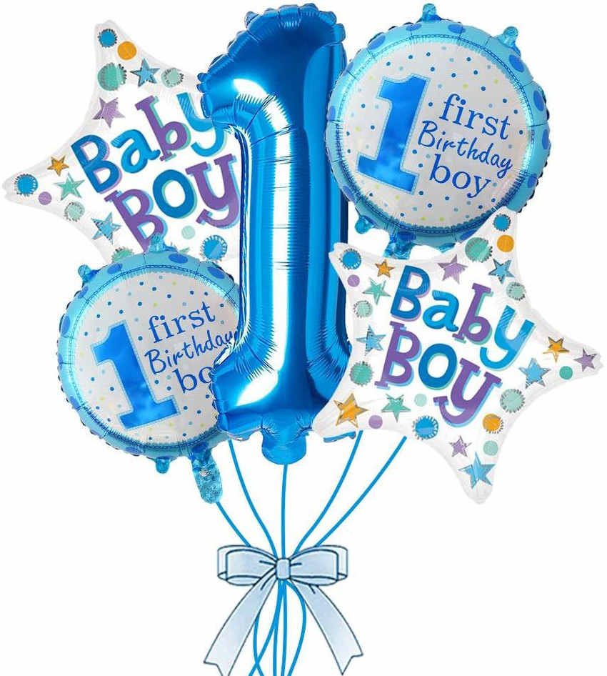 Flipkart CELEBRATION STUDIO Printed 1st Birthday Boy Theme Foil Balloon Set Pack of 5 Blue Balloon Bouquet Balloon Bouquet