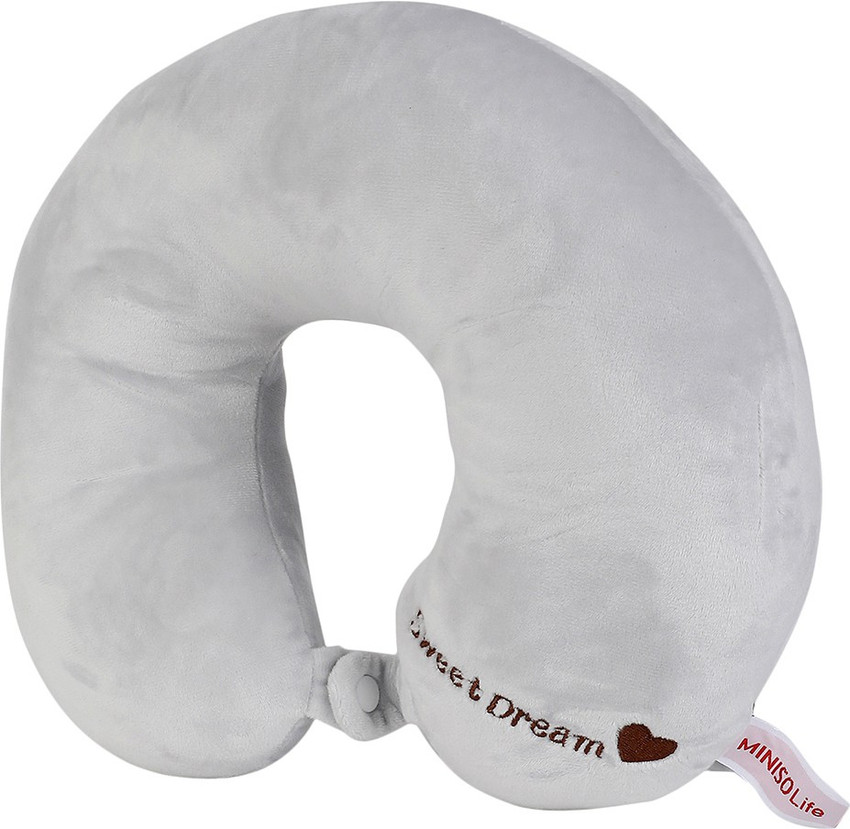 MINISO U Shaped Neck Pillow Grey Neck Pillow Eye Shade Grey