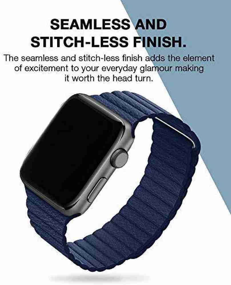 Midkart Dark Blue Leather Loop Belt for iwatch 42mm 44mm