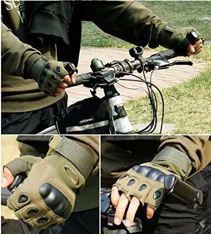 zaysoo Gloves Military Rubber Hard Knuckle Gloves Fingerless