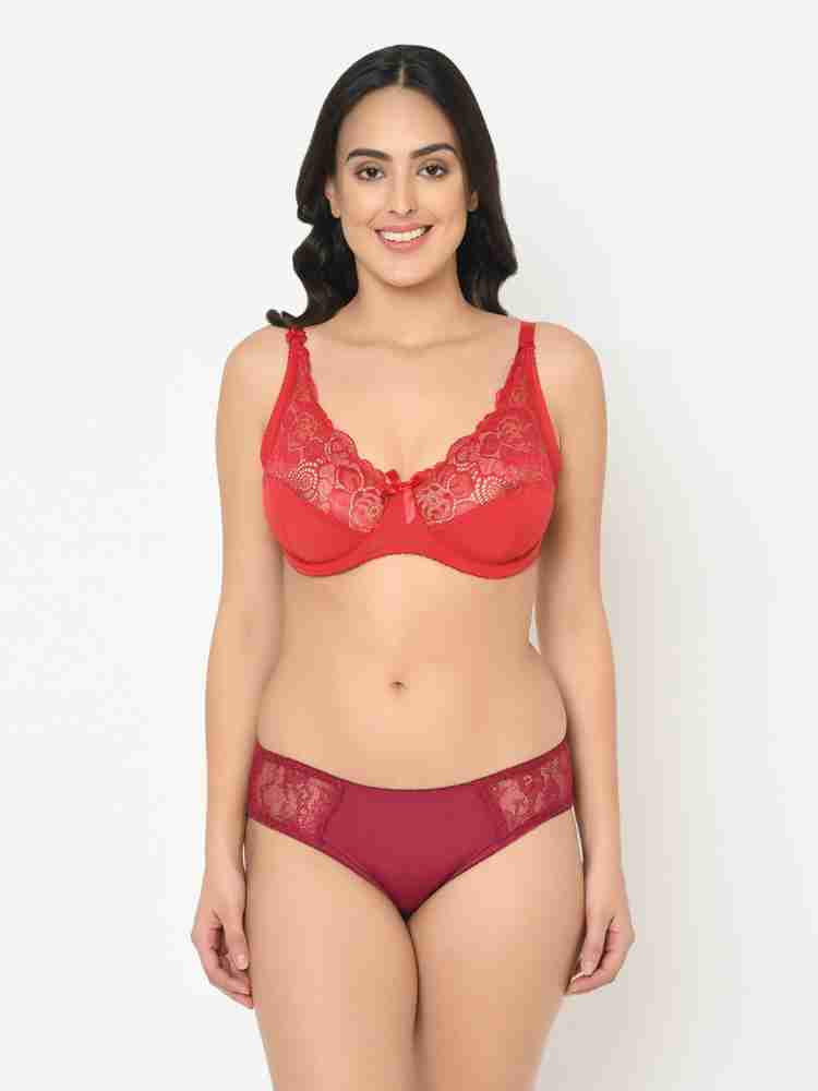Curvy Love Plus Size Non Padded Full Coverage Plunge Bra - Red