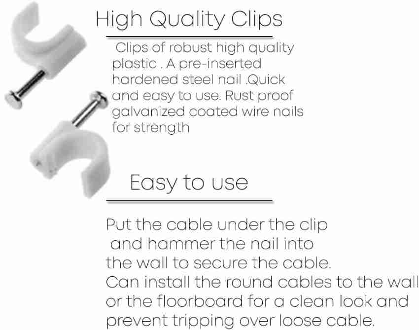 200 Pcs Cable Clips 4/6/8/10mm Nail in Cable Clips Cable Wire Clips Cable  Tacks Coax Cable Clips Speaker Wire Clips Cable Nails for Cords Wall Wire