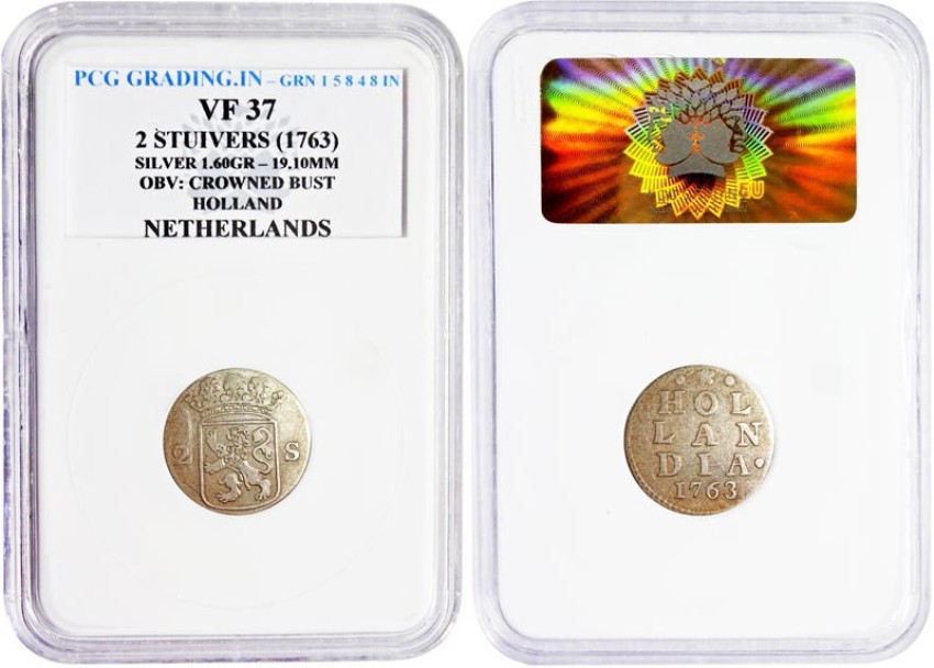 GOLDEN ARTS 2 Stuivers 1763 Holland Netherlands PCG Graded Coin