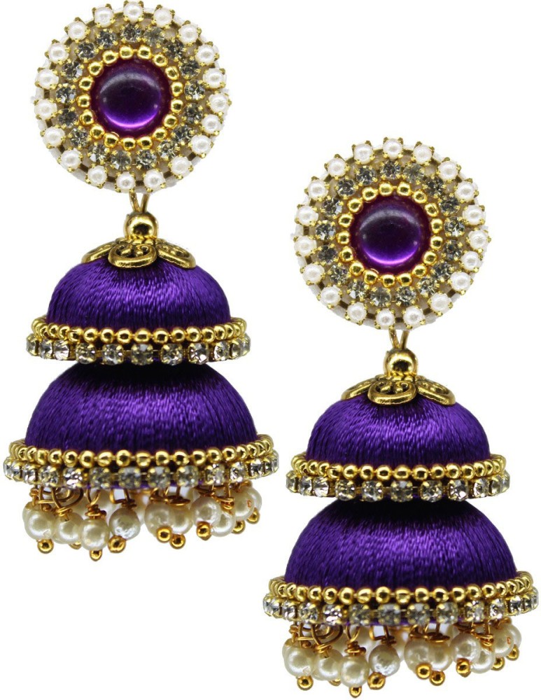 Flipkartcom  Buy Sanj Combo of two pair silk thread jhumka earrings for  girl  women Pearl Fabric Jhumki Earring Online at Best Prices in India