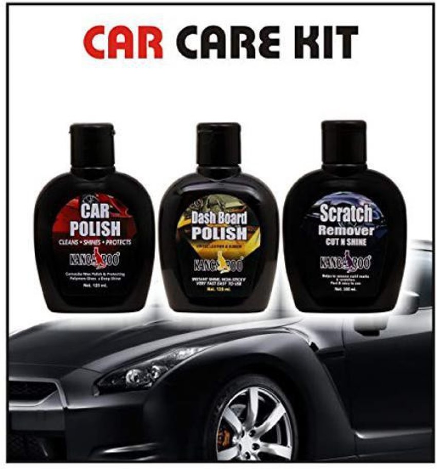 Kangaroo® Car Care Kit (Car Polish + Dashboard Polish + Scratch Remover)  200 ML Each