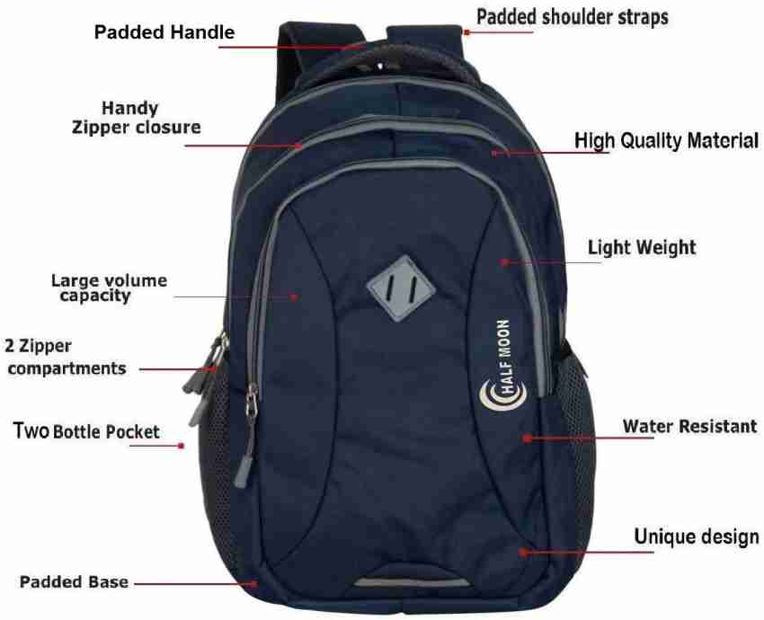 Buy Half Moon Curiosity 35L Water Resistant 15.6 Laptop Bag for Men/ Backpack for Men, Black, Office Bag for Men/Office Bag for Women with  Padded Laptop Compartment