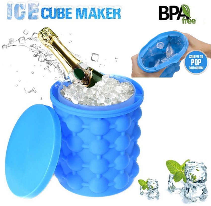  Ice Genie New & Improved- The Original Ice Cube Maker, Holds up  to 72 Cubes, Now Larger Cubes, Silicone Bucket With Lid, Use  Indoors/Outdoors, Bottled Beverage Cooler, Dishwasher Safe & BPA-FREE