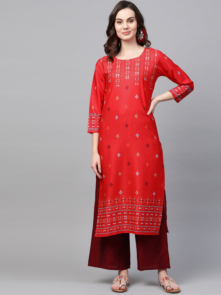 Ahika women's printed straight kurta deals