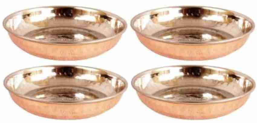 Buy Indian Art Villa Copper Thali plate Hammer Design, Serve-ware