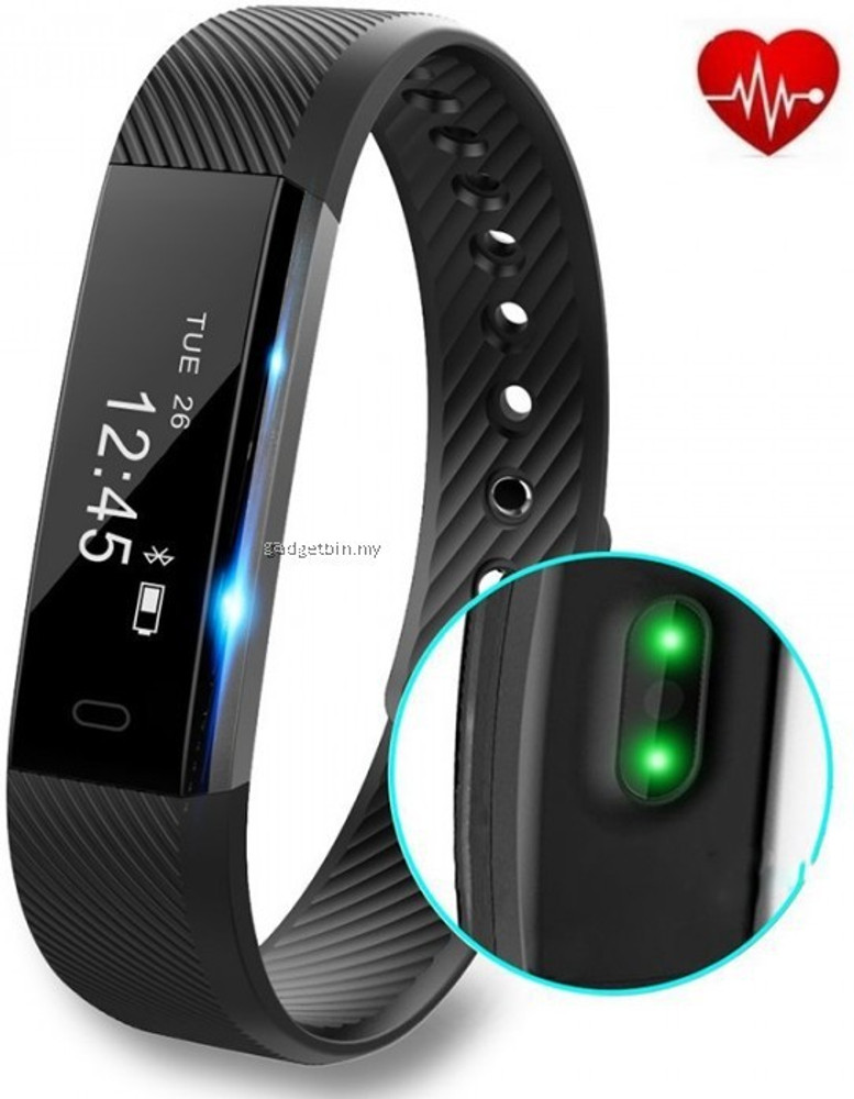 Bymaya A360 id115 PRO FITNESS TRACKER STEP COUNT SMART BAND BLACK