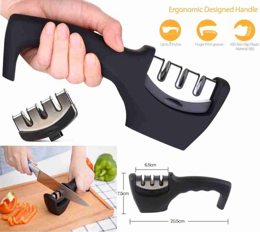 Buy INKULTURE Manual Knife Sharpener 3 Stage Sharpening Tool Ceramic Knife  and Steel Knives Color Black & Red Pack of 01 Online at Low Prices in India  