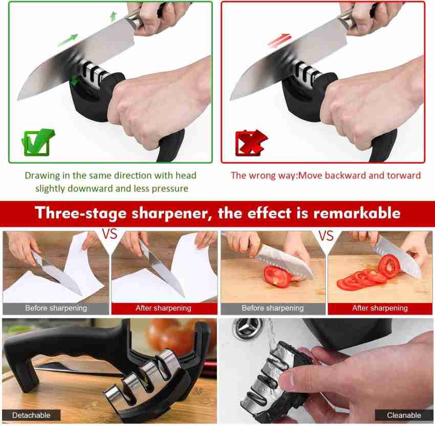 1pc/3 Stages (black Red) New Version Multifunctional Sharpening Tool, Quick Knife  Sharpener For Kitchen Knives