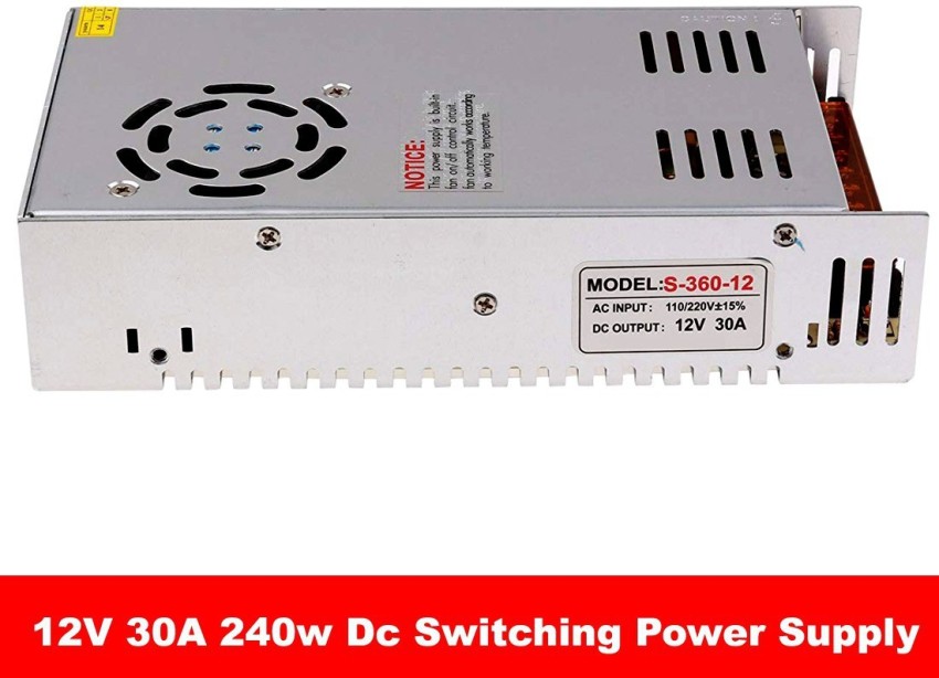 12V 30A 360W Adapter Universal Regulated Switching Power Supply 110V/220V  AC to DC 12 Volt 30 AMP Adaptor for LED Strip Lights CCTV Security - China Power  Supply, Switching Power Supply Vs
