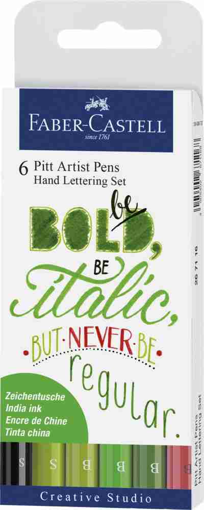 Faber-Castell Pitt Artist Pens Lettering Set, Pastels, 4 Markers 