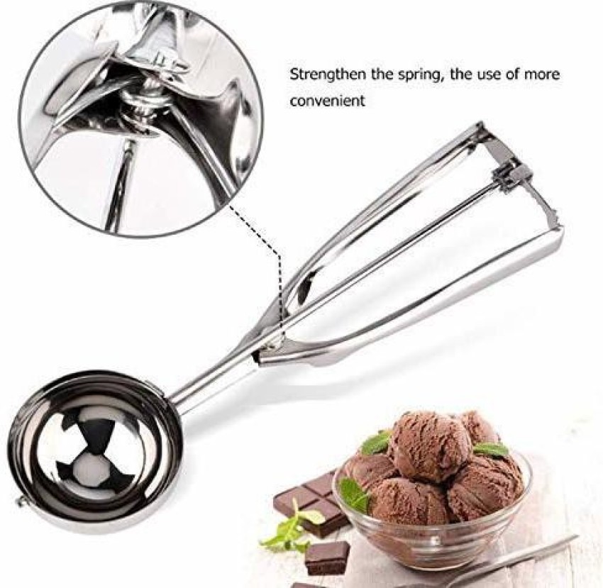 Solid Stainless Steel Ice Cream Scoop, Fruits Scoop, With Trigger,  Stainless Steel,easy To Use,convenient, Fast And Durable.perfect For Frozen  Yogurt