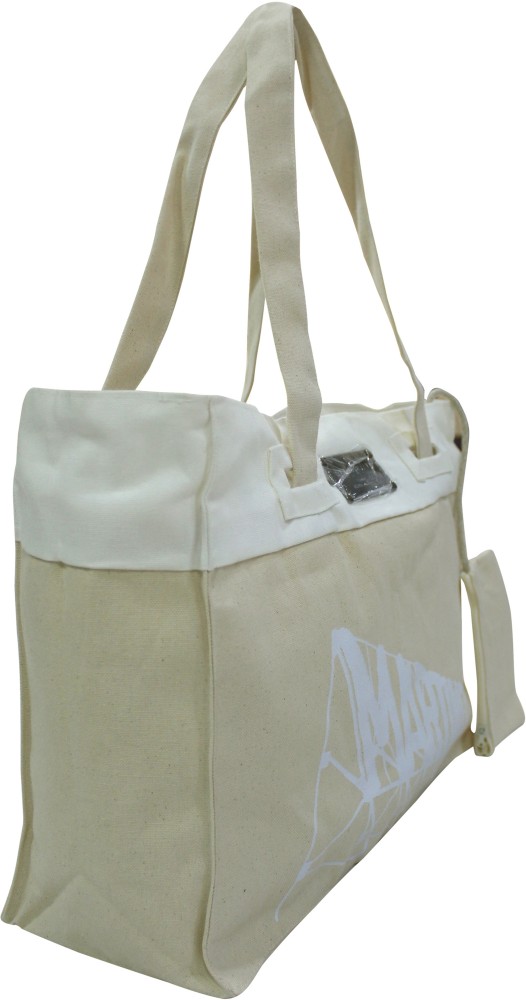 Handmaker Canvas White Handbag  Canvas JHOLA BAG  shoulder Cloth Bag