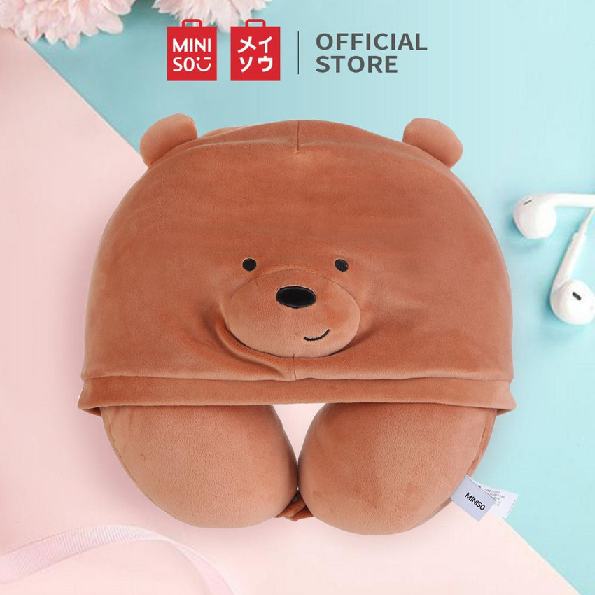 MINISO We Bear Bears U shaped Pillow with Hood Grizz Neck