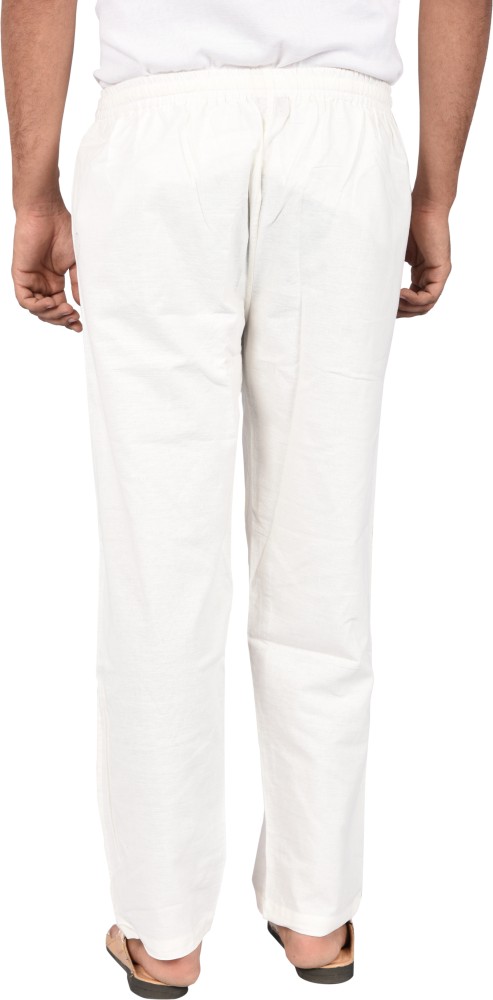 Mens white cotton casual on sale pants