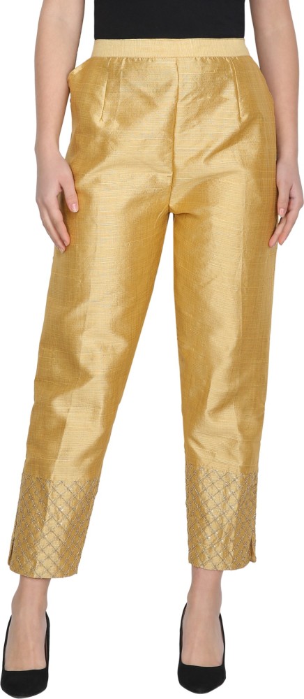 DAMEN MODE Regular Fit Women Gold Trousers  Buy DAMEN MODE Regular Fit  Women Gold Trousers Online at Best Prices in India  Flipkartcom