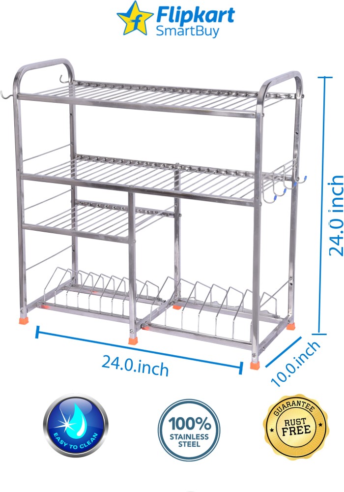 Flipkart SmartBuy Dish Drainer Kitchen Rack Plastic, Steel Price