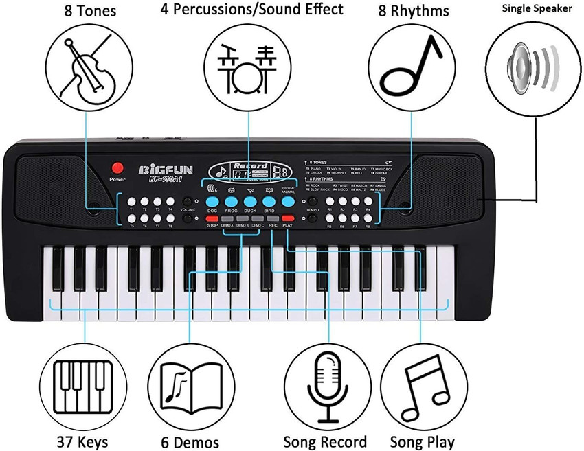 BIGFUN 37 Keys Electric Keyboard Piano with Microphone BF 430A1