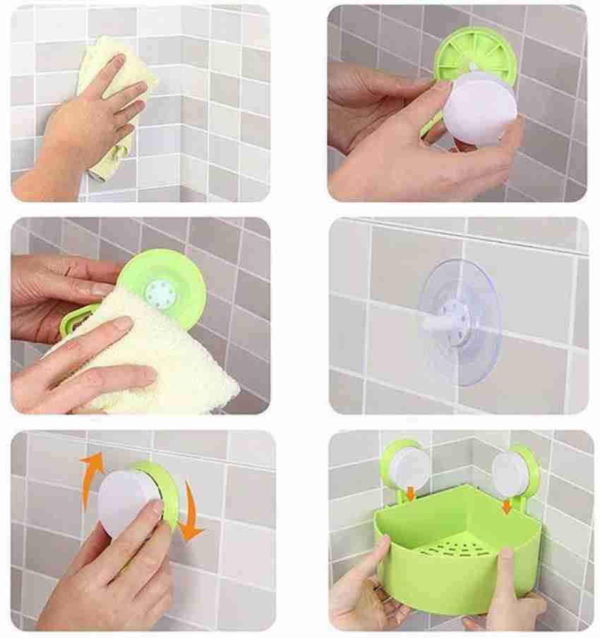 Plastic Toilet Suction Wall Storage Suction Cup Bathroom Shelf