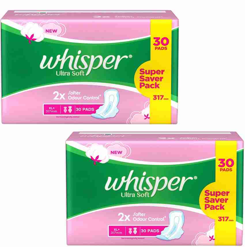 Whisper Ultra Soft XL Plus Wings Sanitary Pad (Pack of 30) pink