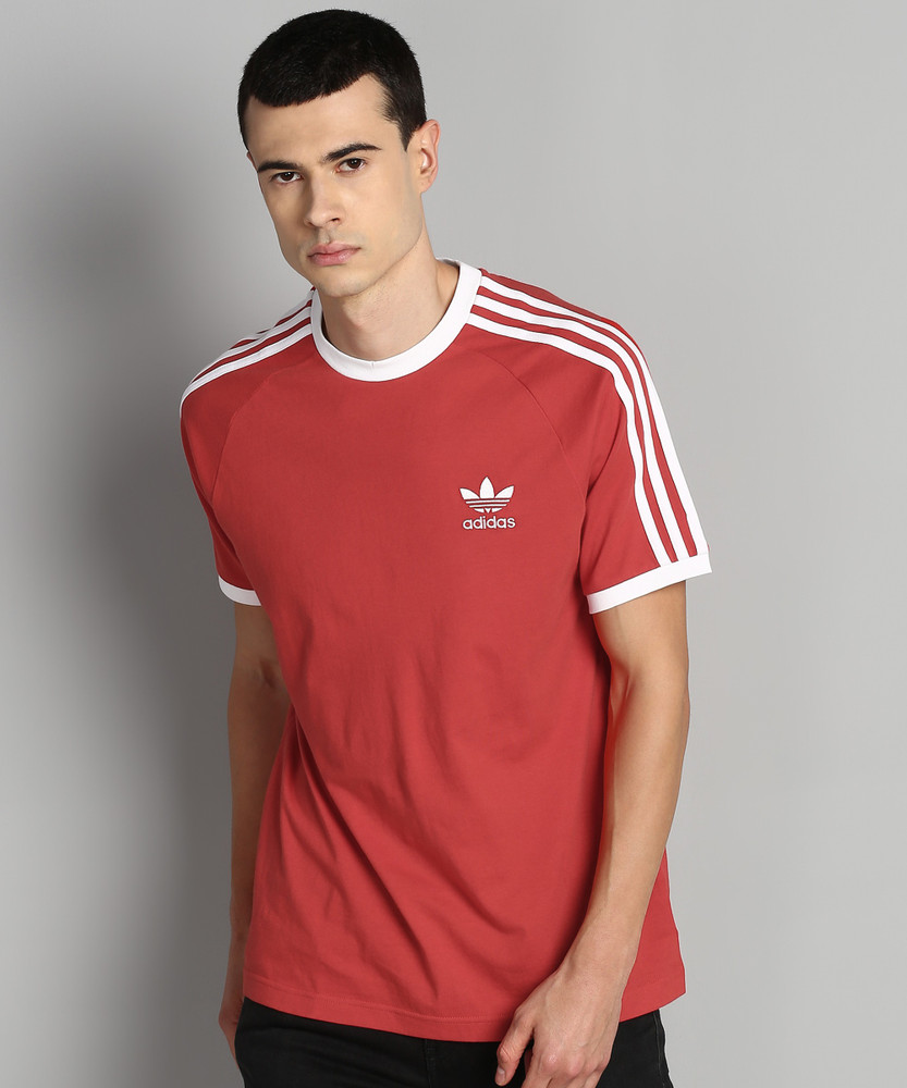 adidas Originals STRIPES TEE UNISEX - T-shirt imprimé - red/rouge 