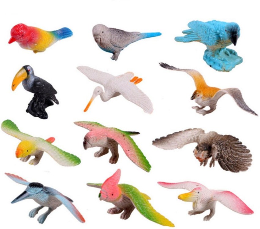 SaleOn 12pcs Different Kinds Birds Toy Set Plastic birds Play Toys